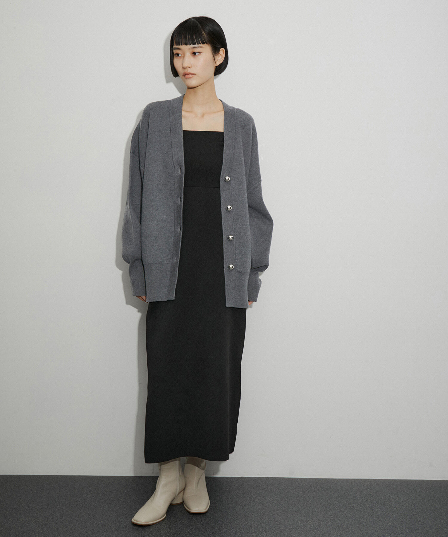 ADAM ET ROPE'「BIGボタンミドルカーディガン」|カーディガン|