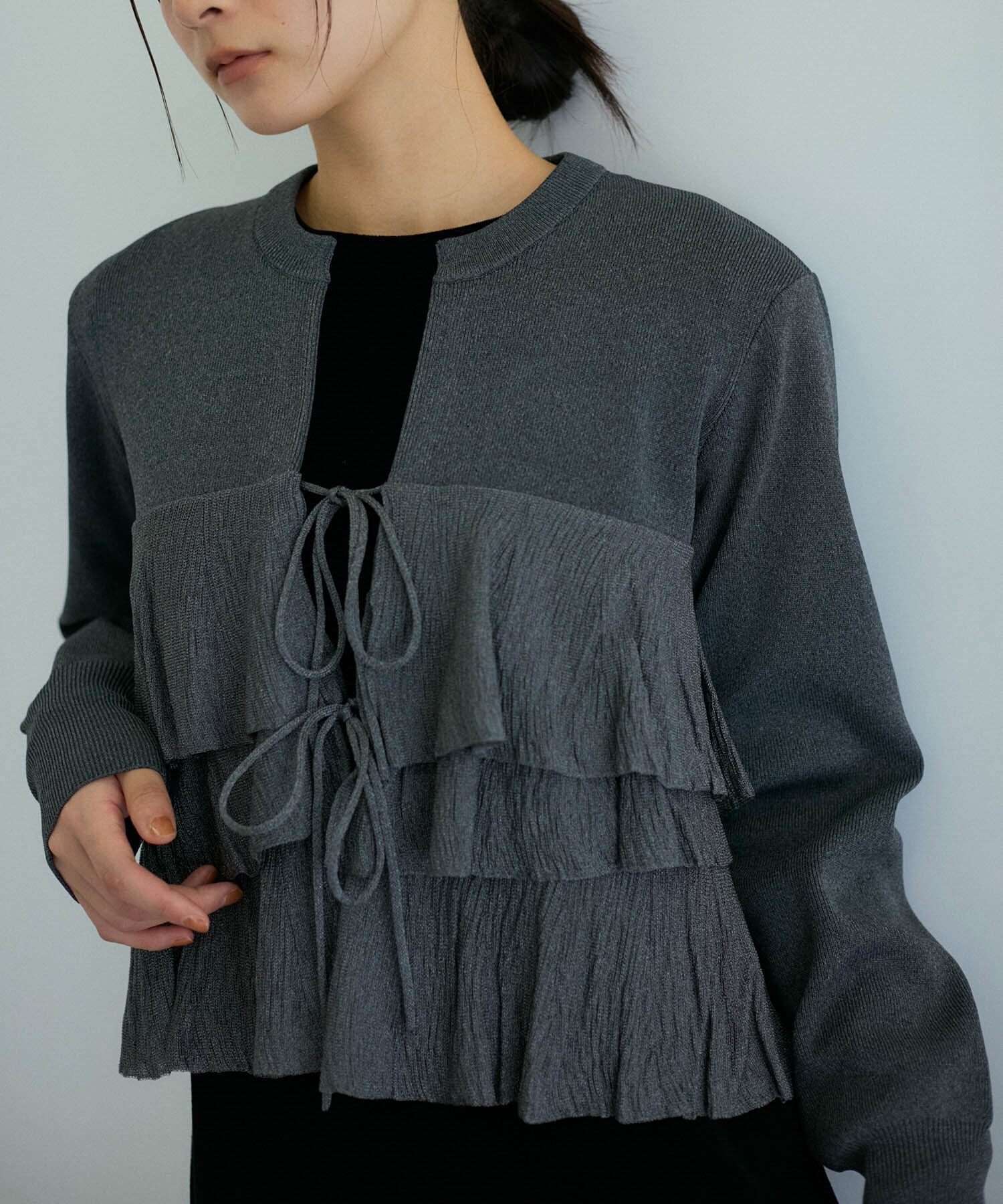 ADAM ET ROPE'「【洗える】フリルカーディガン」|カーディガン|