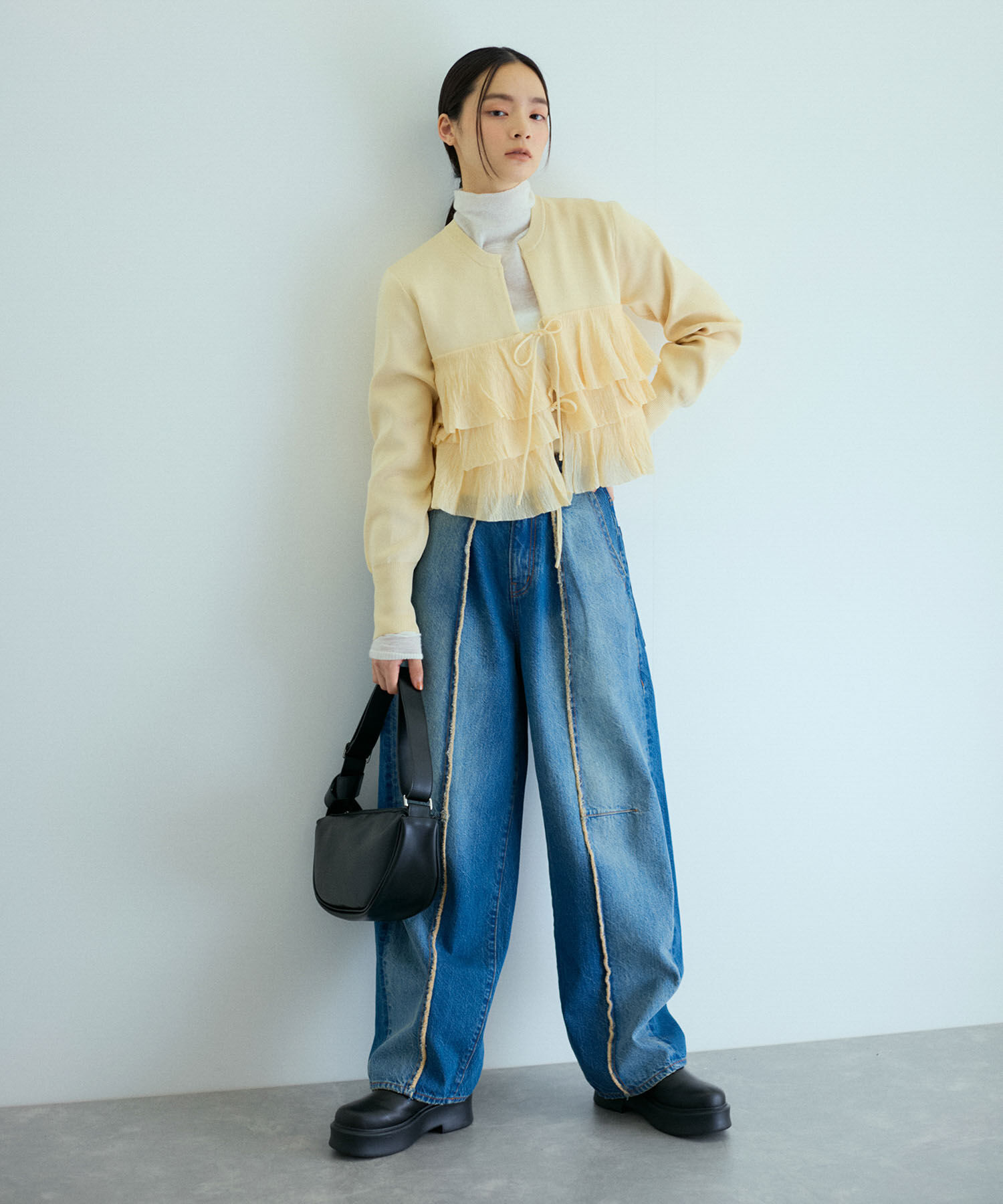 ADAM ET ROPE'「【洗える】フリルカーディガン」|カーディガン|