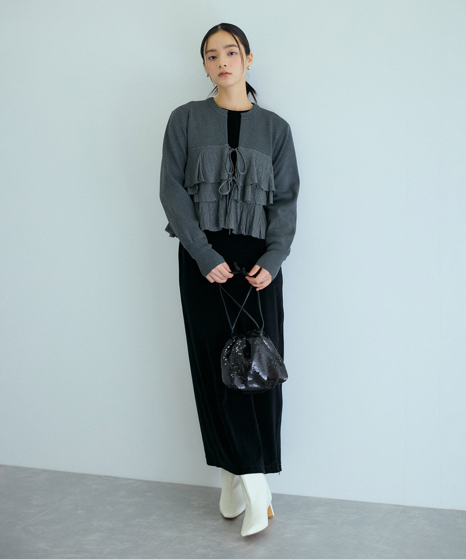 ADAM ET ROPE'「【洗える】フリルカーディガン」|カーディガン|