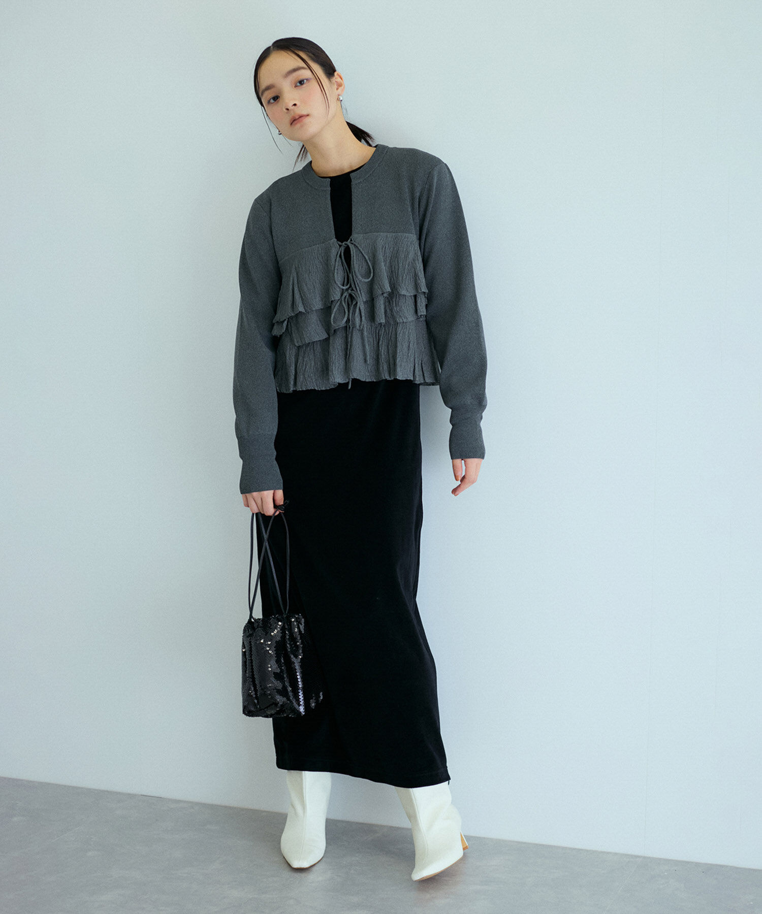 ADAM ET ROPE'「【洗える】フリルカーディガン」|カーディガン|