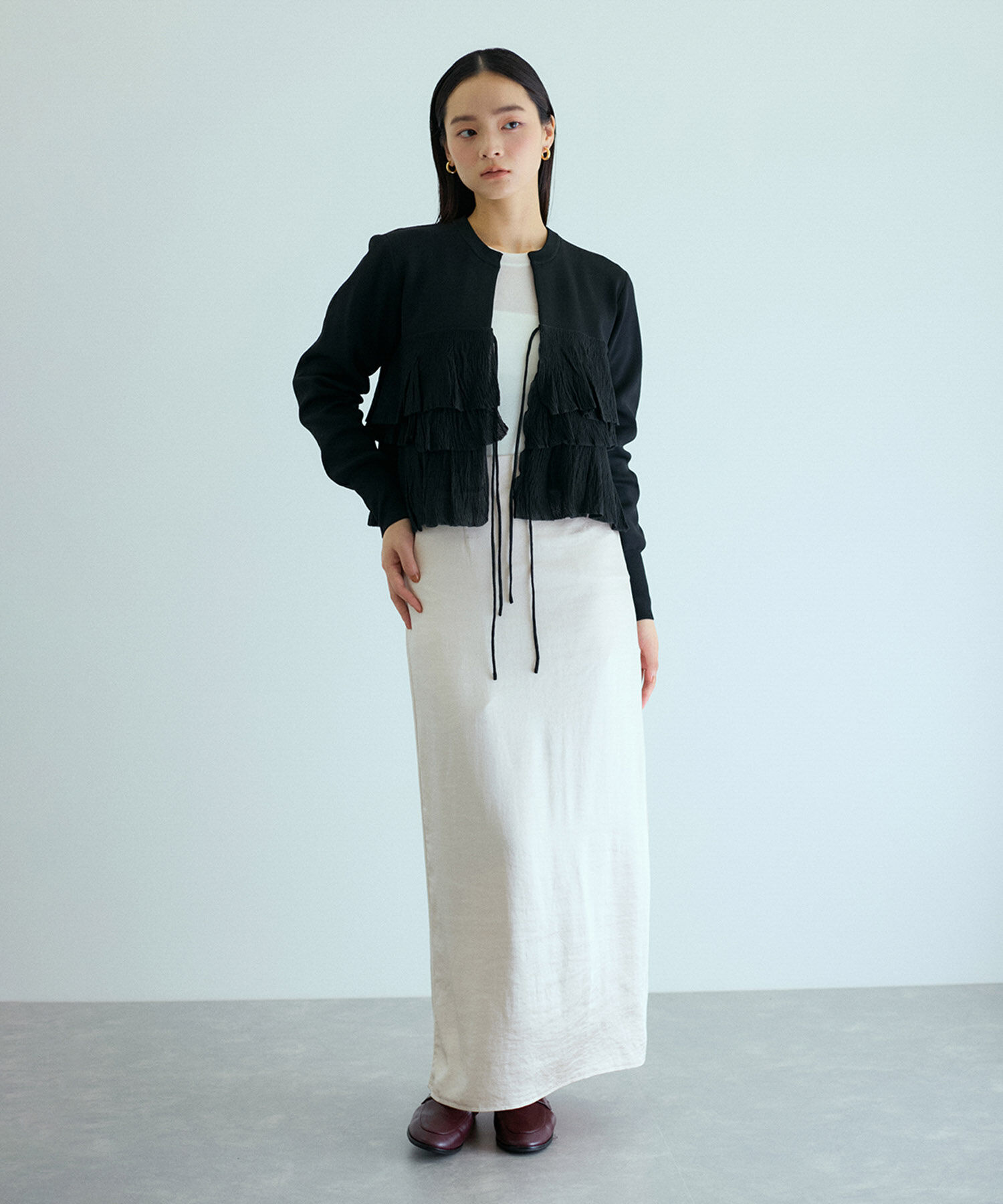 ADAM ET ROPE'「【洗える】フリルカーディガン」|カーディガン|