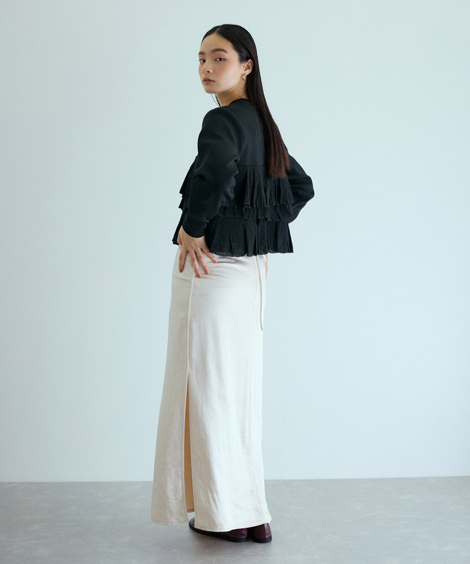 ADAM ET ROPE'「【洗える】フリルカーディガン」|カーディガン|