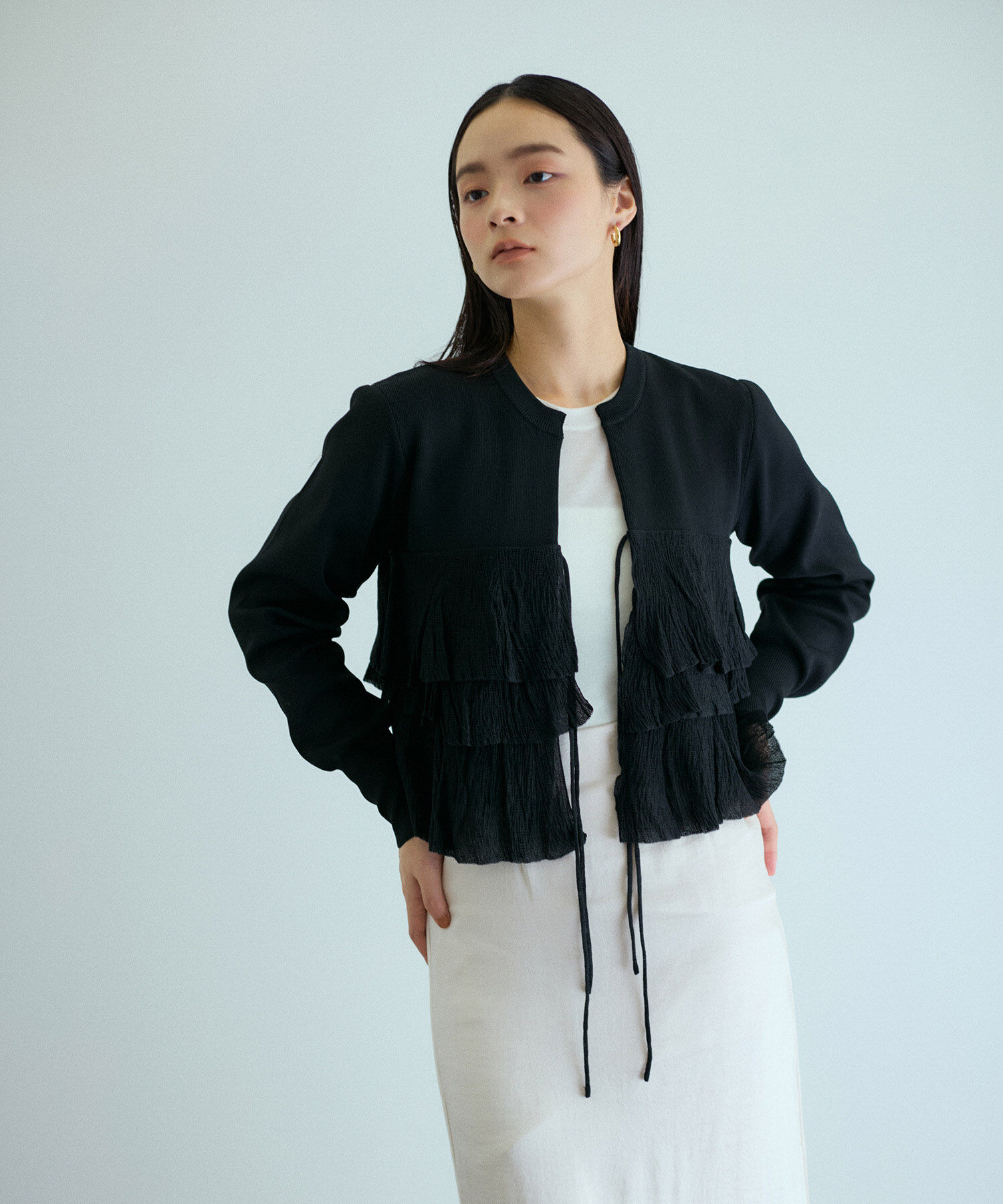 ADAM ET ROPE'「【洗える】フリルカーディガン」|カーディガン|