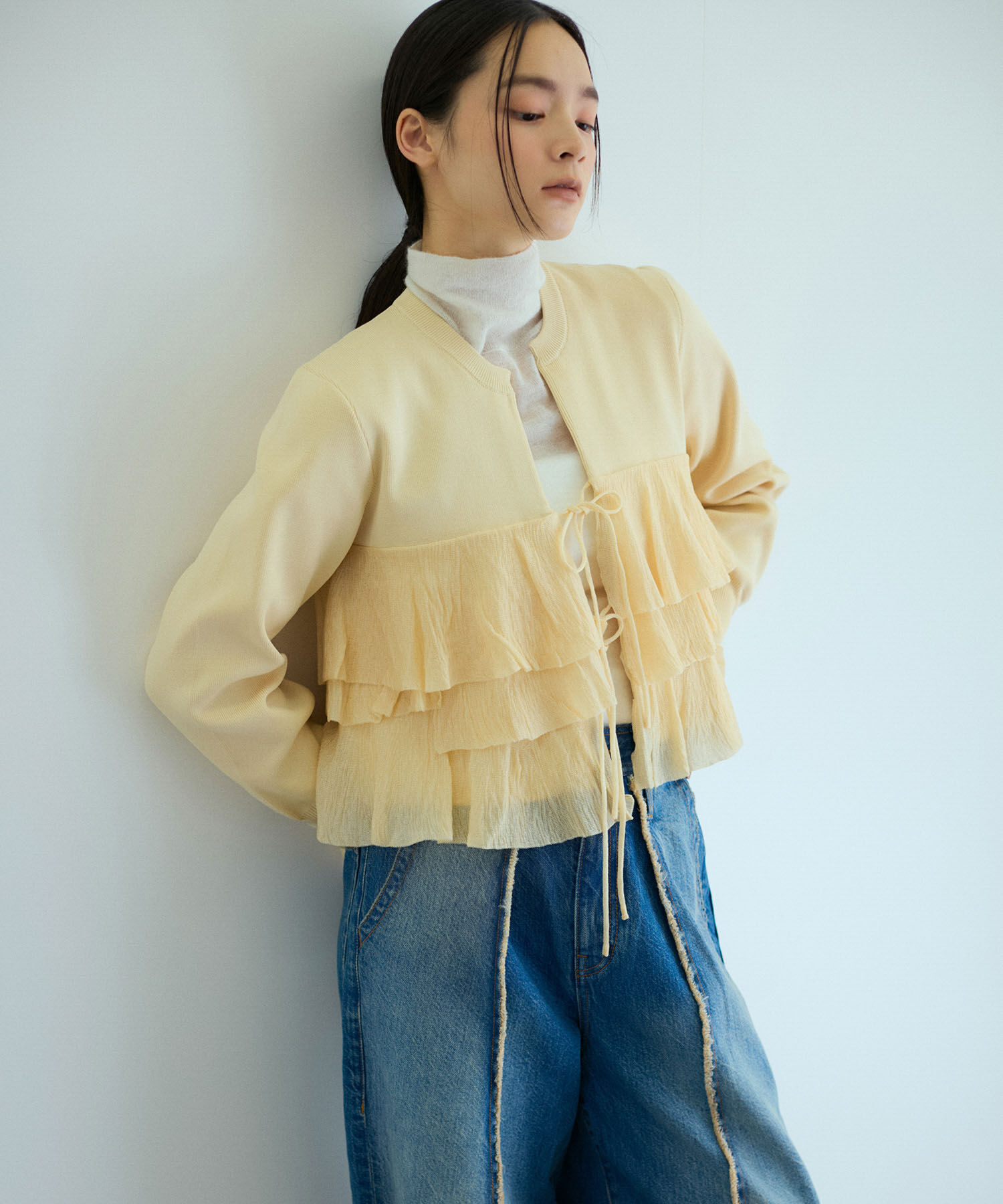 ADAM ET ROPE'「【洗える】フリルカーディガン」|カーディガン|