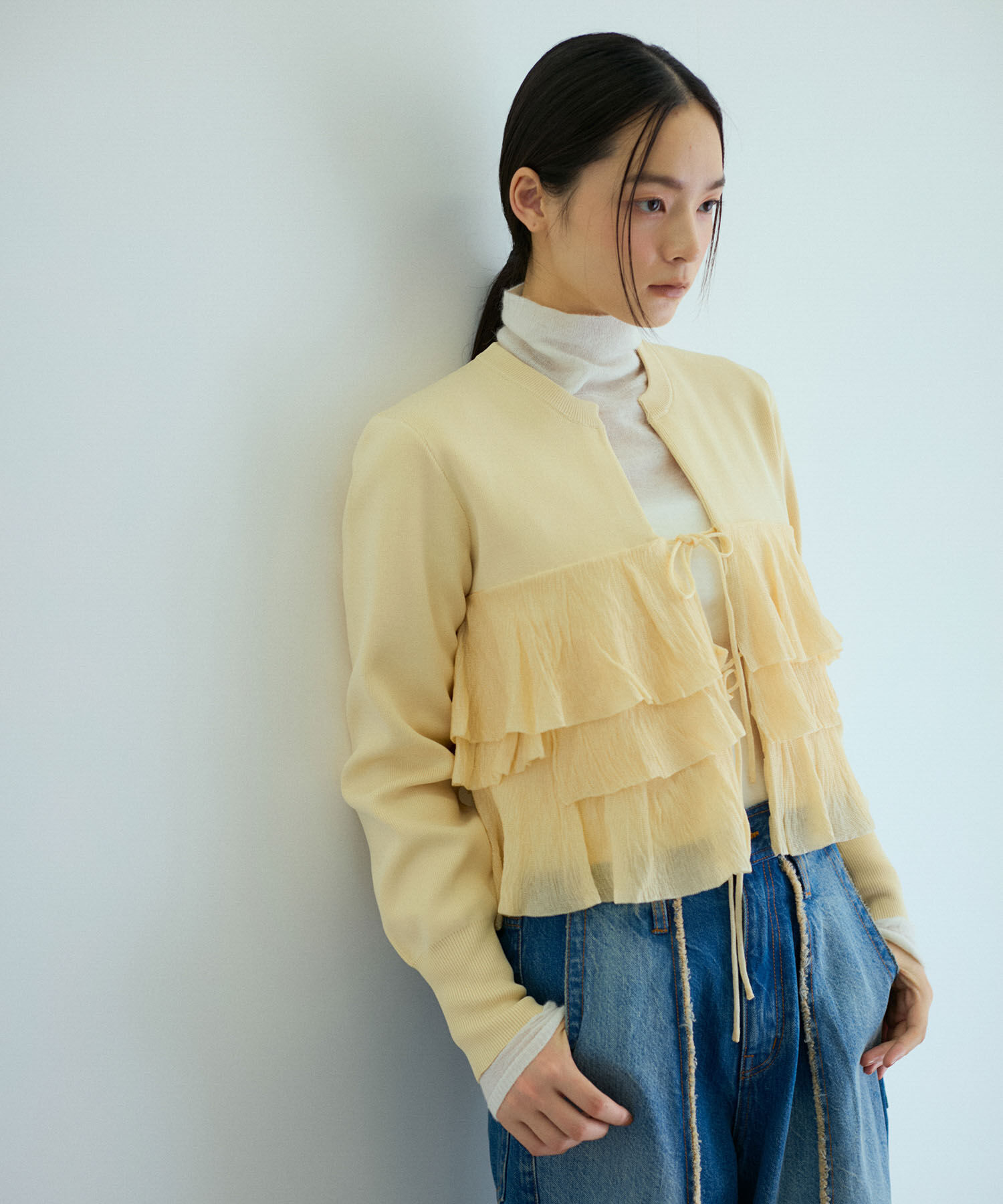 ADAM ET ROPE'「【洗える】フリルカーディガン」|カーディガン|クリーム系(84)