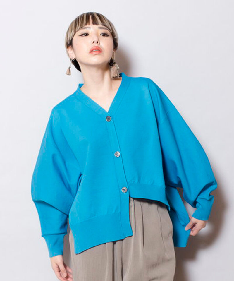  「ボリュームスリーブニットカーディガン」|カーディガン|BLUE