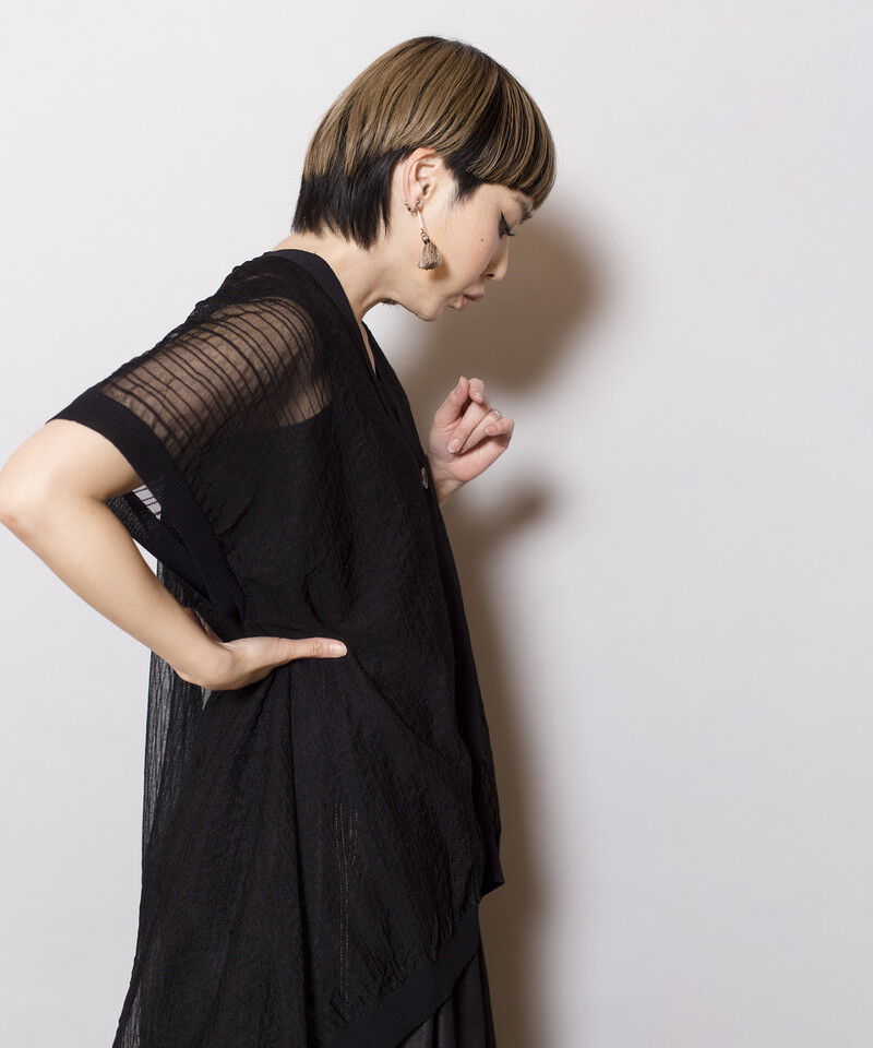  「ストライプニットジレ」|カーディガン|