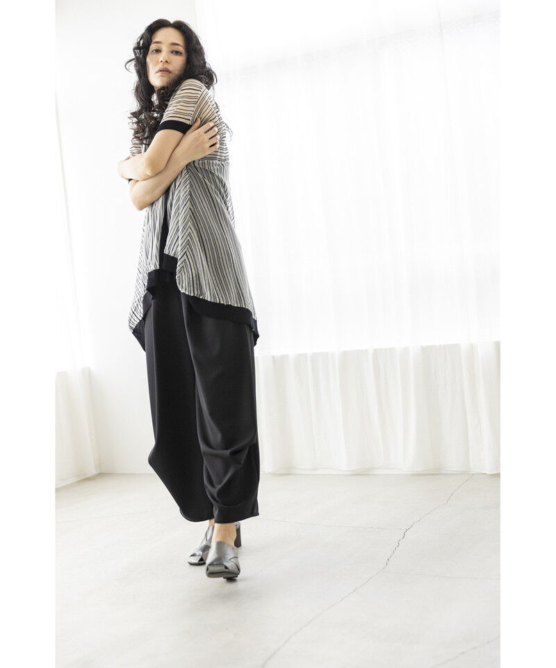  「ストライプニットジレ」|カーディガン|