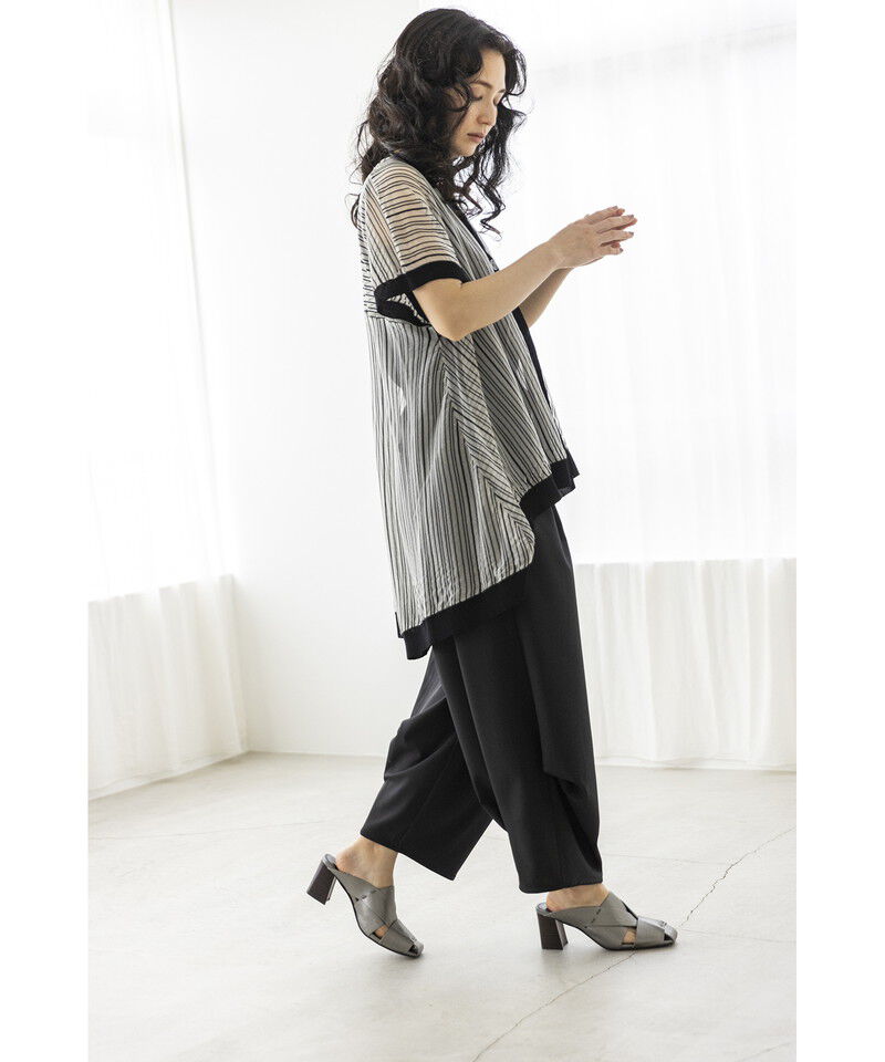  「ストライプニットジレ」|カーディガン|