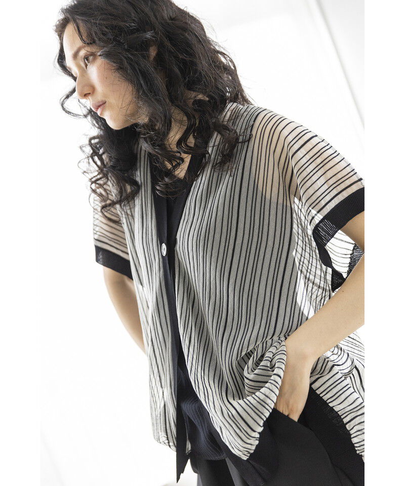  「ストライプニットジレ」|カーディガン|