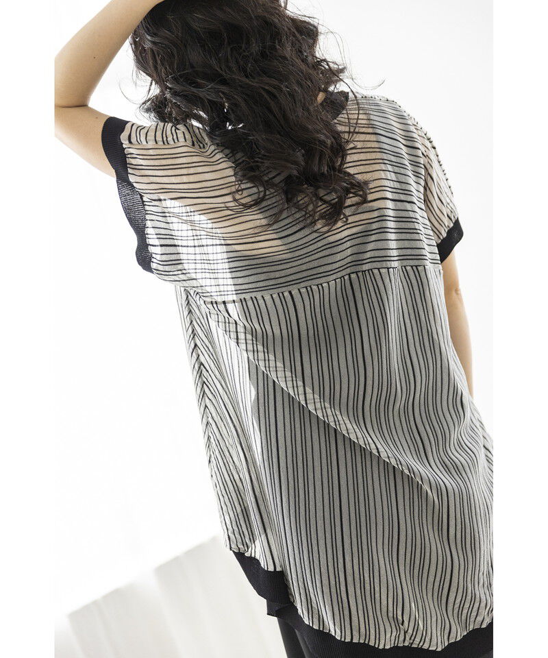  「ストライプニットジレ」|カーディガン|