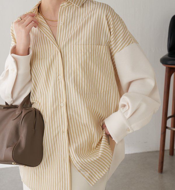  「【冬から着れる】ポンチドッキングシャツ」|シャツ・ブラウス|