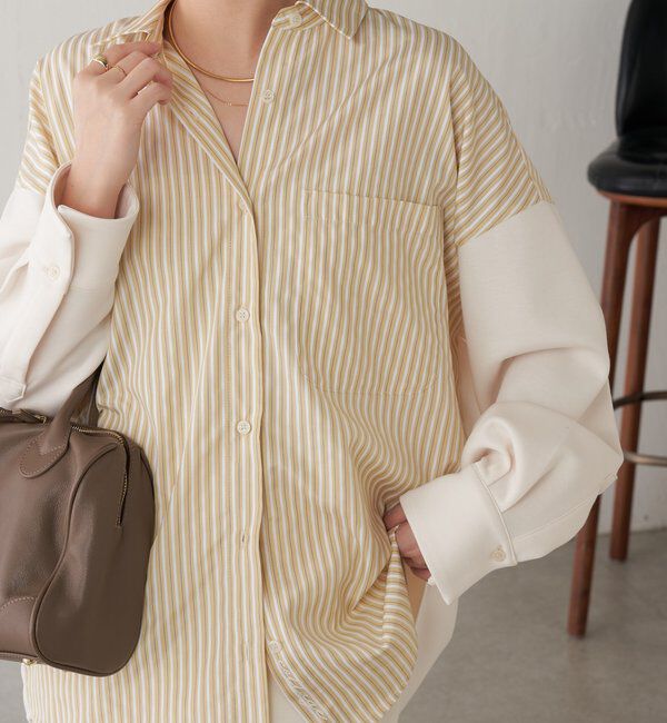  「【冬から着れる】ポンチドッキングシャツ」|シャツ・ブラウス|