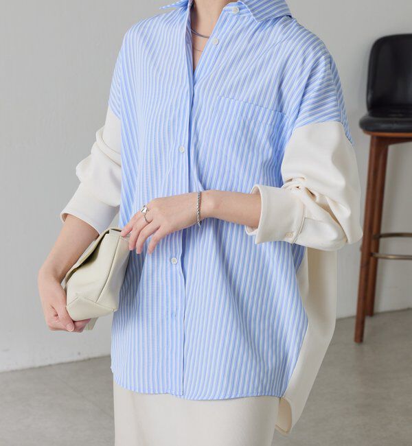  「【冬から着れる】ポンチドッキングシャツ」|シャツ・ブラウス|