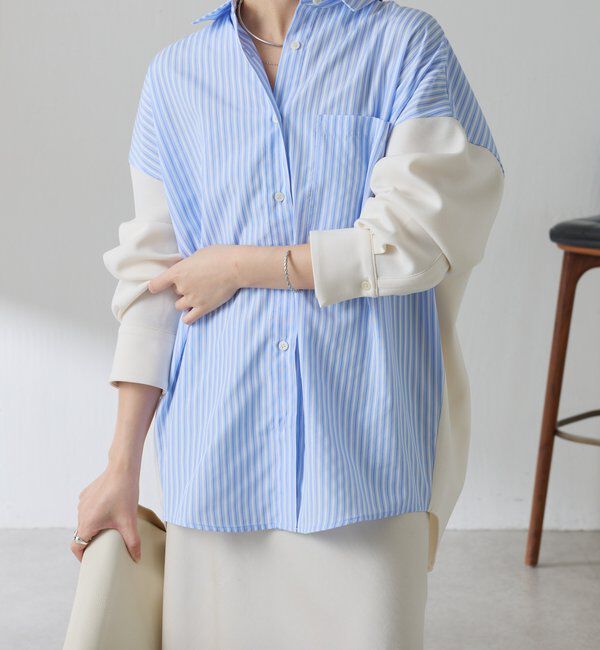  「【冬から着れる】ポンチドッキングシャツ」|シャツ・ブラウス|