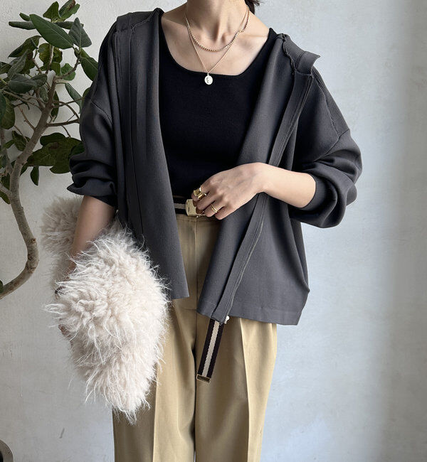  「【WEB限定】ジップフーディー 」|カーディガン|チャコールグレー