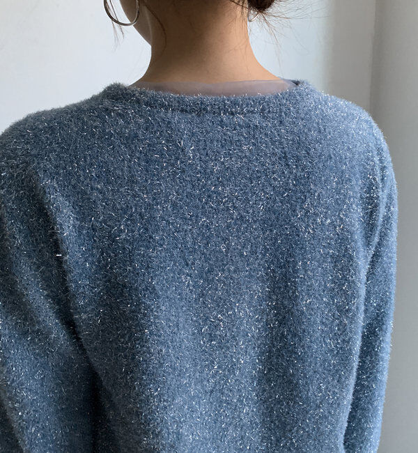  「【WEB限定】ラメフェザーヤーンカーディガン」|カーディガン|