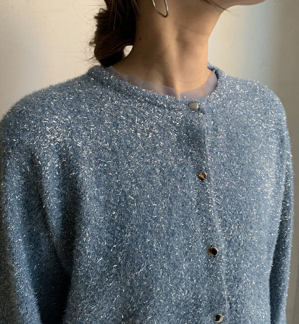  「【WEB限定】ラメフェザーヤーンカーディガン」|カーディガン|