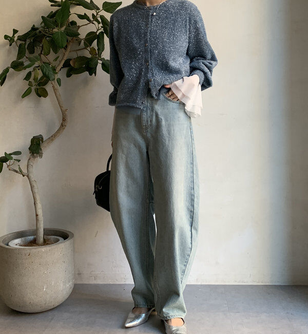  「【WEB限定】ラメフェザーヤーンカーディガン」|カーディガン|