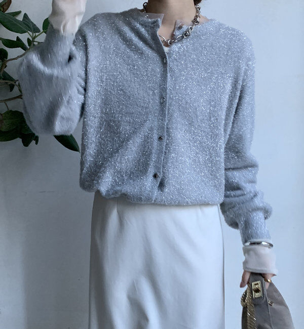  「【WEB限定】ラメフェザーヤーンカーディガン」|カーディガン|