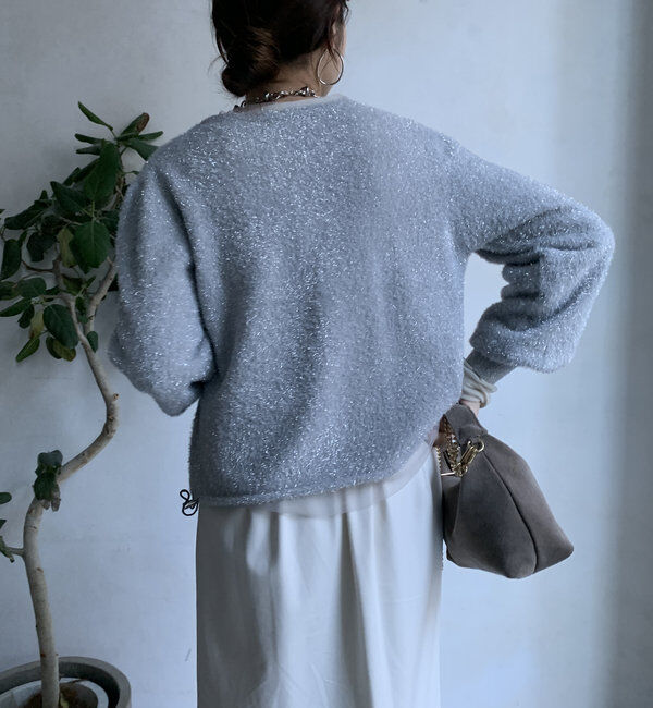  「【WEB限定】ラメフェザーヤーンカーディガン」|カーディガン|