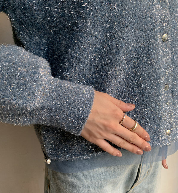  「【WEB限定】ラメフェザーヤーンカーディガン」|カーディガン|