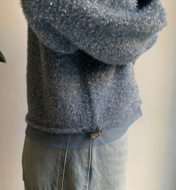  「【WEB限定】ラメフェザーヤーンカーディガン」|カーディガン|