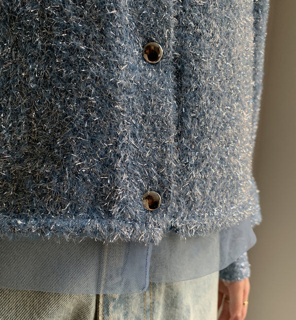  「【WEB限定】ラメフェザーヤーンカーディガン」|カーディガン|