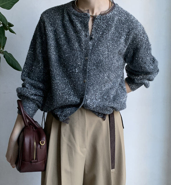  「【WEB限定】ラメフェザーヤーンカーディガン」|カーディガン|