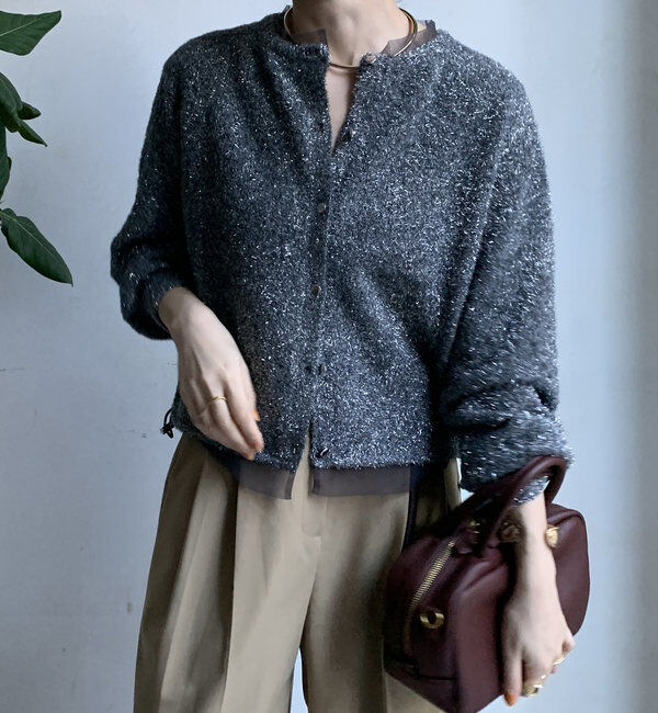  「【WEB限定】ラメフェザーヤーンカーディガン」|カーディガン|