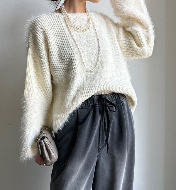  「【WEB限定】編地ミックスニット」|ニット・セーター|