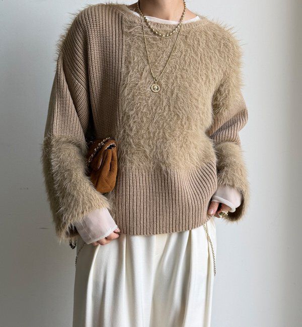  「【WEB限定】編地ミックスニット」|ニット・セーター|