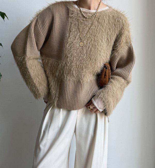  「【WEB限定】編地ミックスニット」|ニット・セーター|