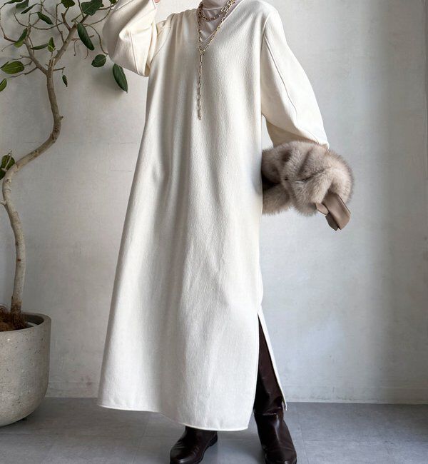  「【前後2WAY】裏起毛袖ボリュームワンピース」|ワンピース|