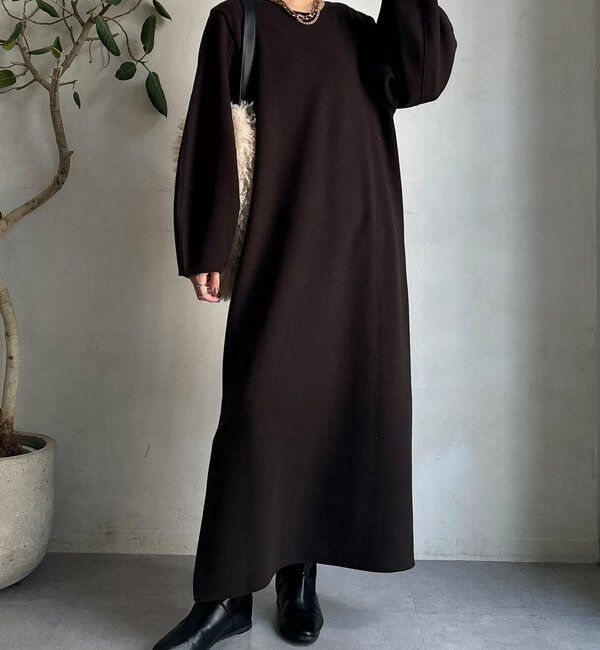  「【前後2WAY】裏起毛袖ボリュームワンピース」|ワンピース|