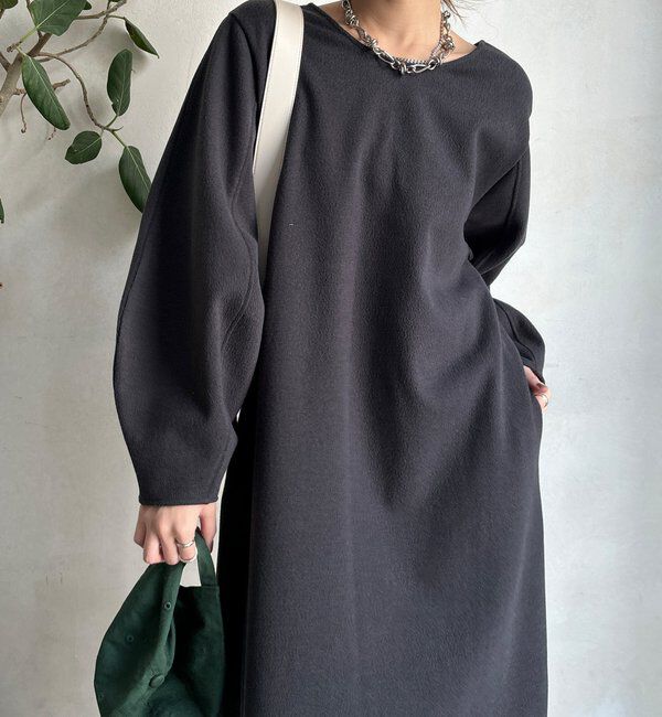 「【前後2WAY】裏起毛袖ボリュームワンピース」|ワンピース|