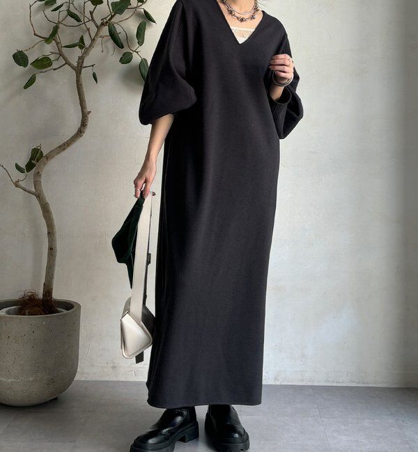  「【前後2WAY】裏起毛袖ボリュームワンピース」|ワンピース|