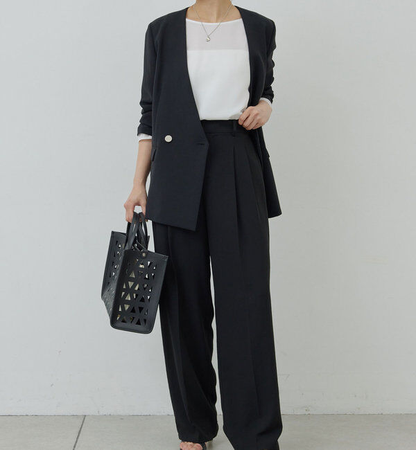  「【リニューアル！】ジャージーワイドタックパンツ」|チノ|