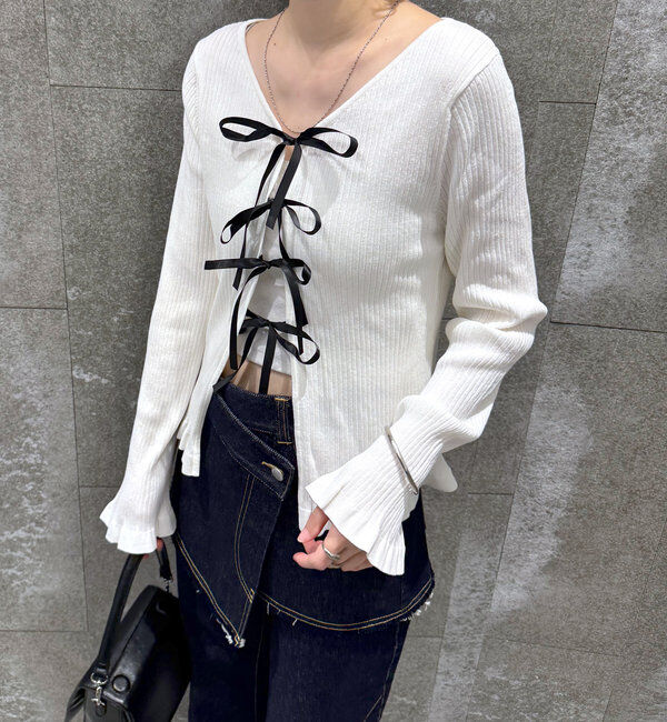  「[mline]リボンカーデ」|カーディガン|