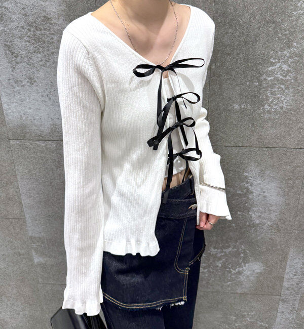  「[mline]リボンカーデ」|カーディガン|