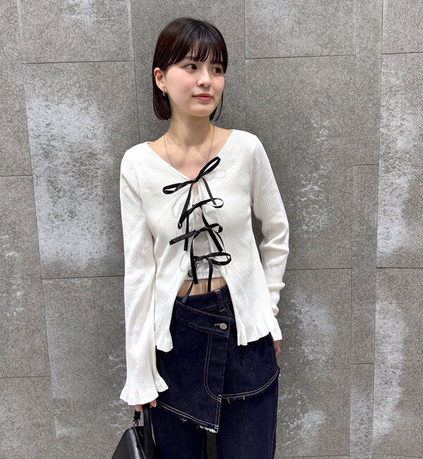  「[mline]リボンカーデ」|カーディガン|