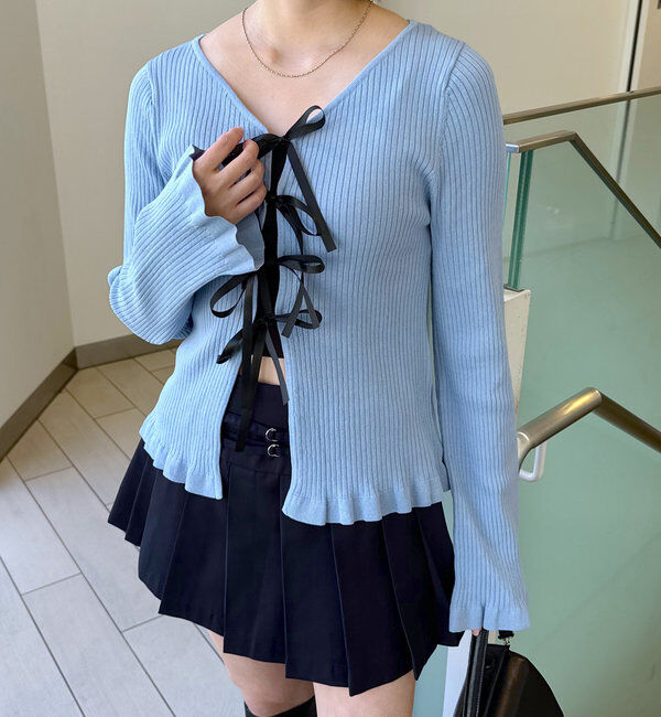  「[mline]リボンカーデ」|カーディガン|