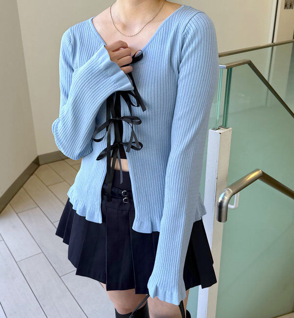 「[mline]リボンカーデ」|カーディガン|