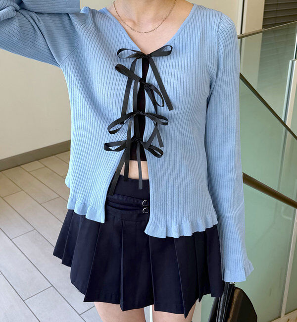  「[mline]リボンカーデ」|カーディガン|