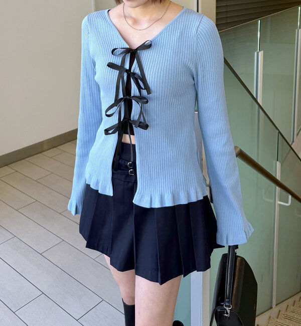  「[mline]リボンカーデ」|カーディガン|