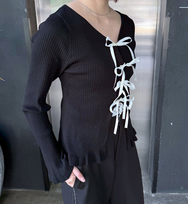  「[mline]リボンカーデ」|カーディガン|