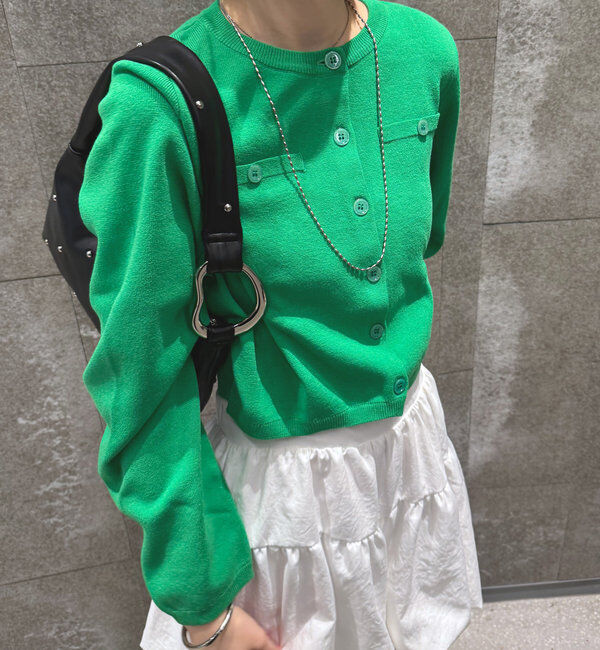  「[mline]ボタンカーディガン」|カーディガン|グリーン