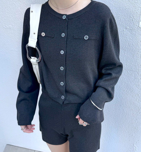  「[mline]ボタンカーディガン」|カーディガン|チャコールグレー