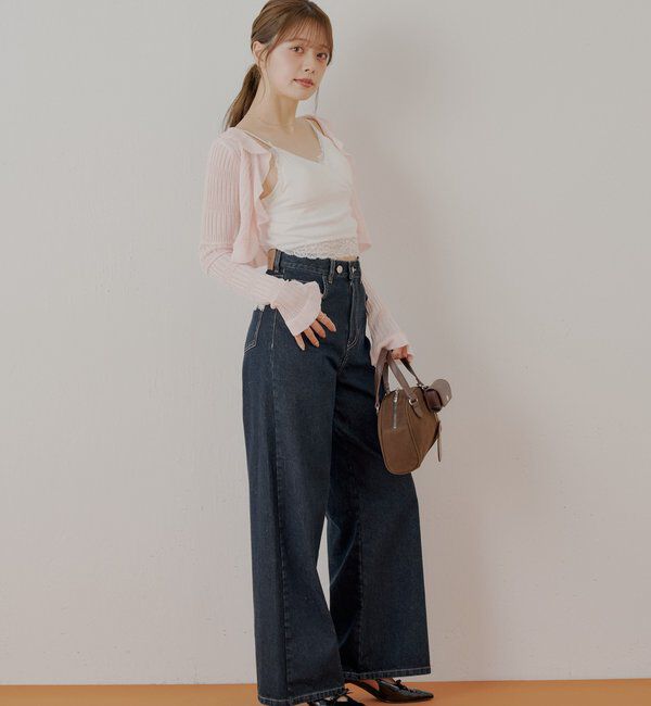  「フロントボタンシアーフリルボレロカーディガン」|カーディガン|